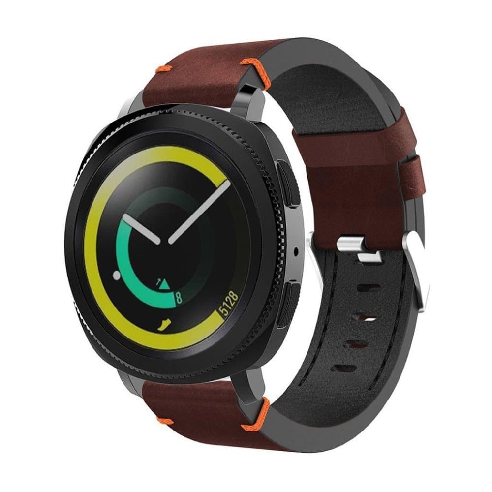 Samsung Gear Sport laadukas ranneke - Kahvi / Oranssilla omp