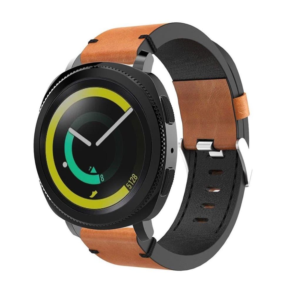 Samsung Gear Sport laadukas ranneke - Ruskea / Mustalla ompe
