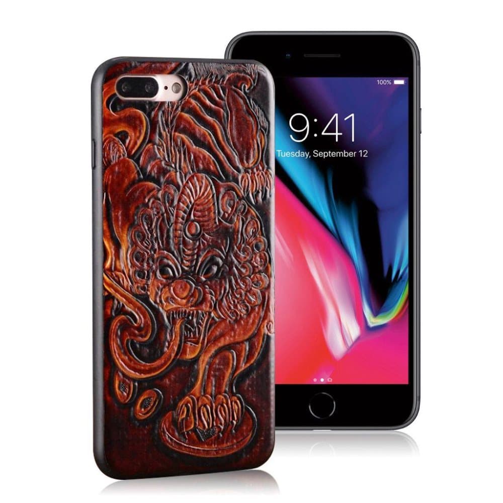 KELOE iPhone 7 / 8 imprint pattern leather case - Dragon