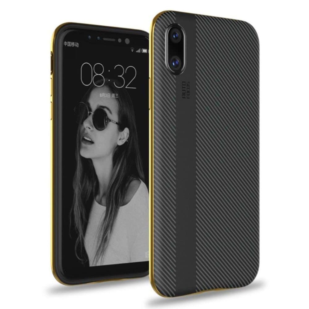 iPhone X cover i silikone med kulfiber overflade - Grå med g