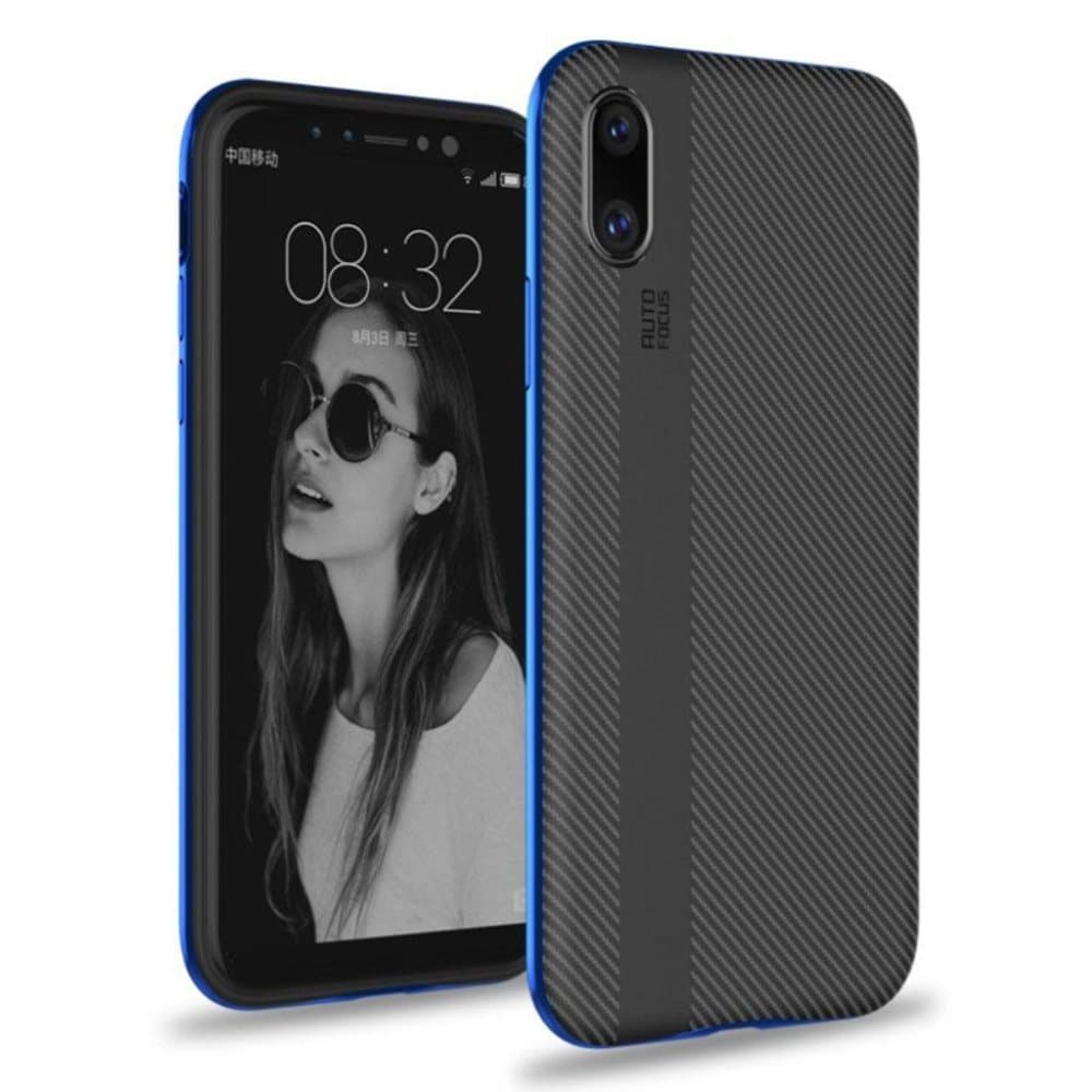 iPhone X cover i silikone med kulfiber overflade - Grå med b