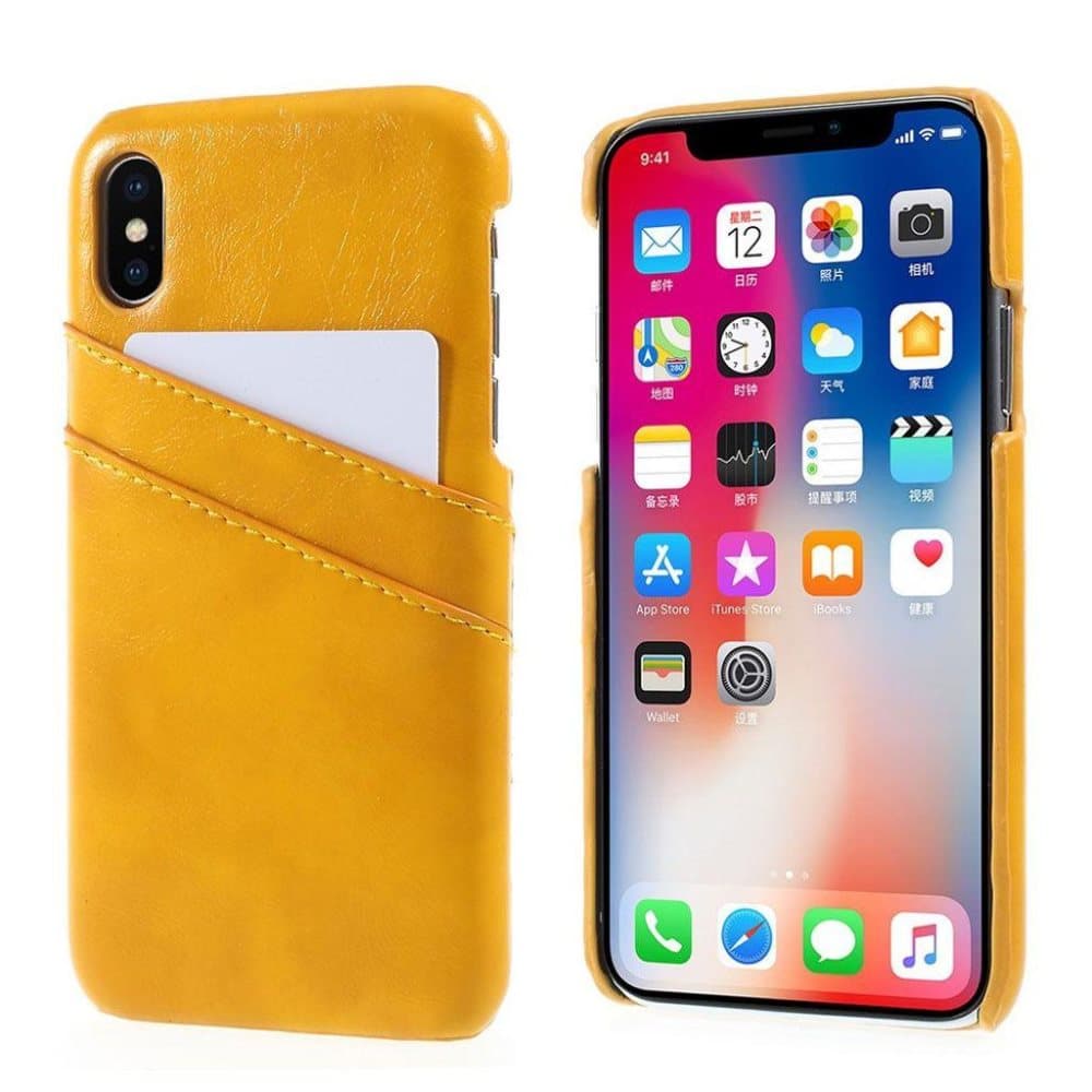 iPhone X cover i plastik og læder - Brun