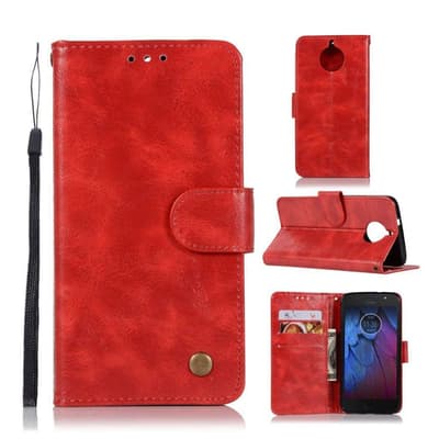 Motorola Moto G5S Snyggt vintage designat läder fodral - Röd