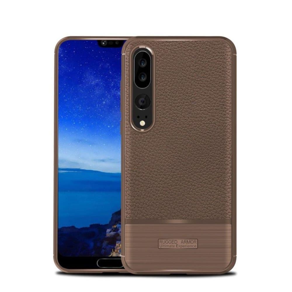 Huawei P20 Pro litchi texture brushed case - Brown