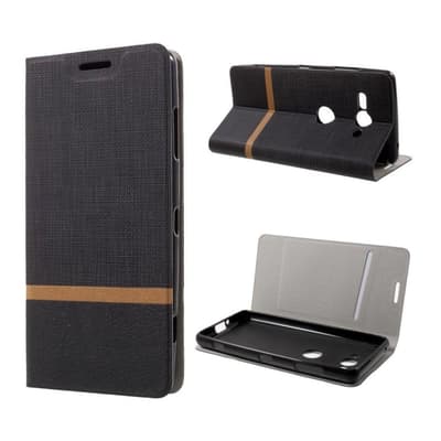 Sony Xperia XZ2 Compact cross pattern leather flip case - Bl