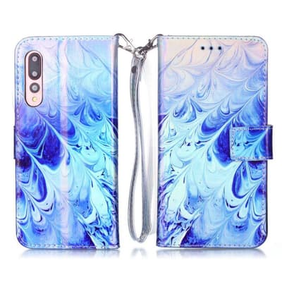 Huawei P20 Pro laser carving patterned leather flip case - W