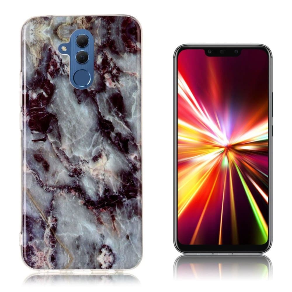 Huawei Mate 20 Lite marble pattern plated case - Black / Gre