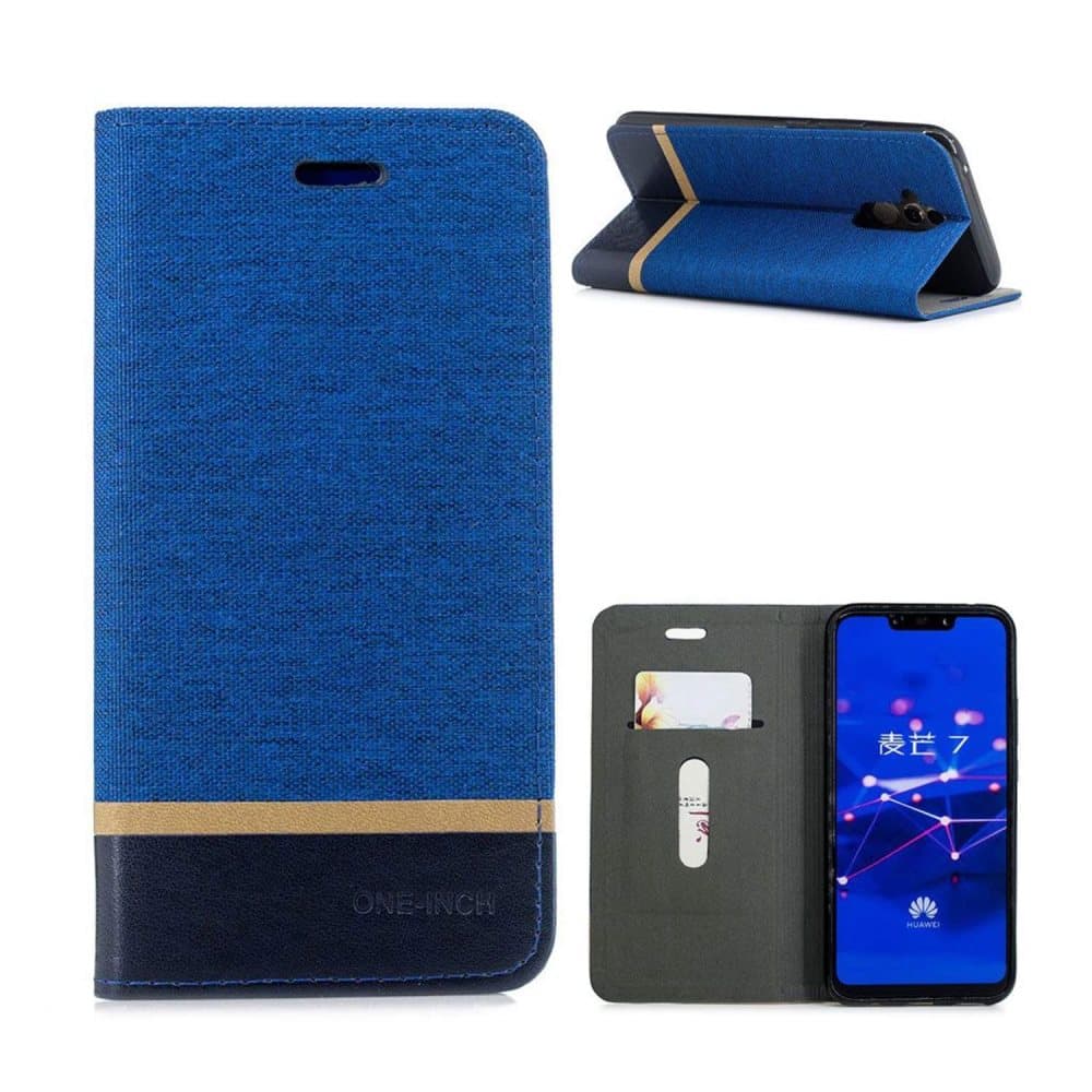 Huawei Mate 20 Lite cloth texture leather flip case - Blue