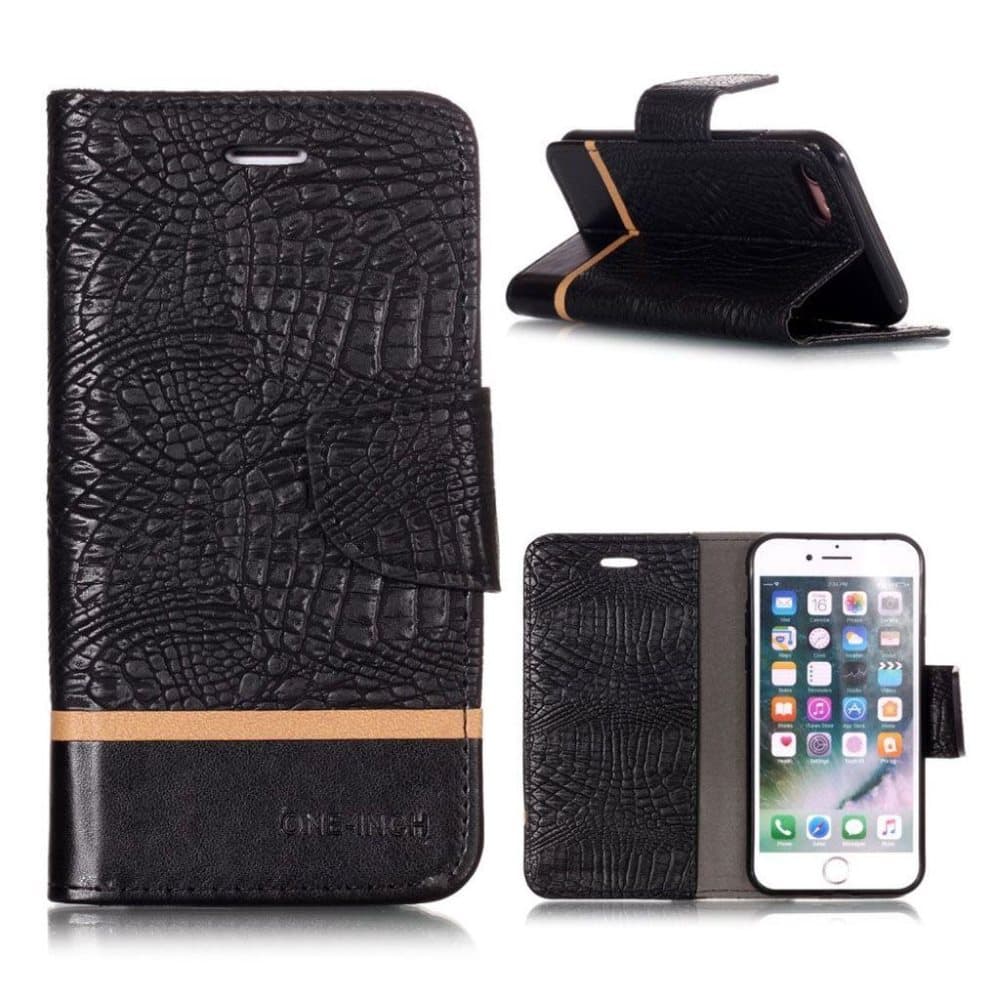 iPhone 7 / 8 crocodile texture splicing leather flip case -