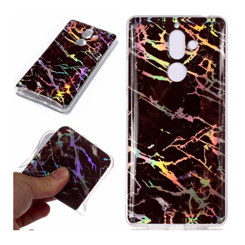 Nokia 7 plus mobilskal silikon marmor - Svart