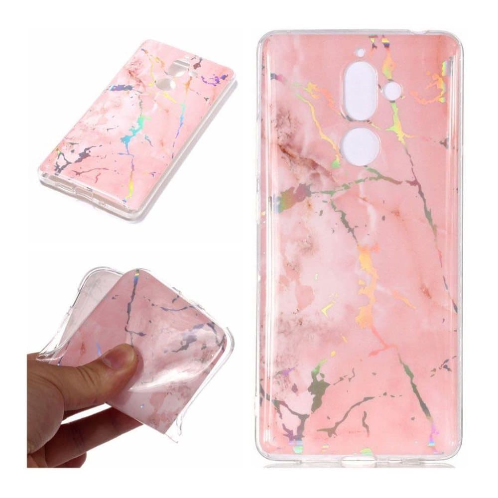 Nokia 7 plus mobilskal silikon marmor - Rosa