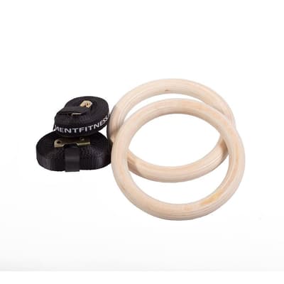 WOODEN GYMNASTIC RINGS WITH BELTS