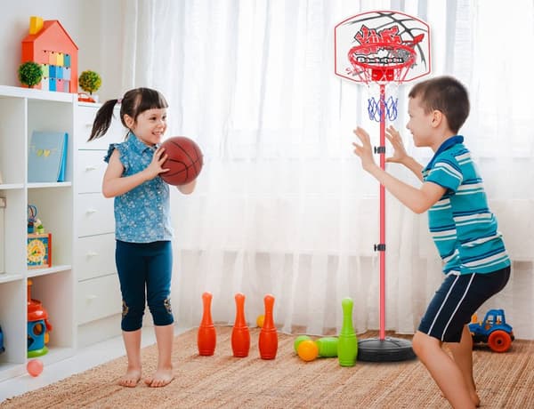 2-in-1 Basketställning Med Darttavla till Barn
