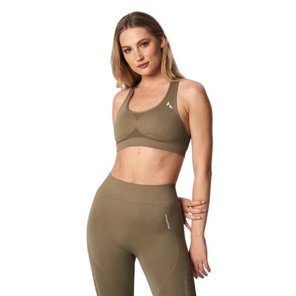 Carpatree Womens/Ladies Phase Seamless Sports Bra Khaki Green S