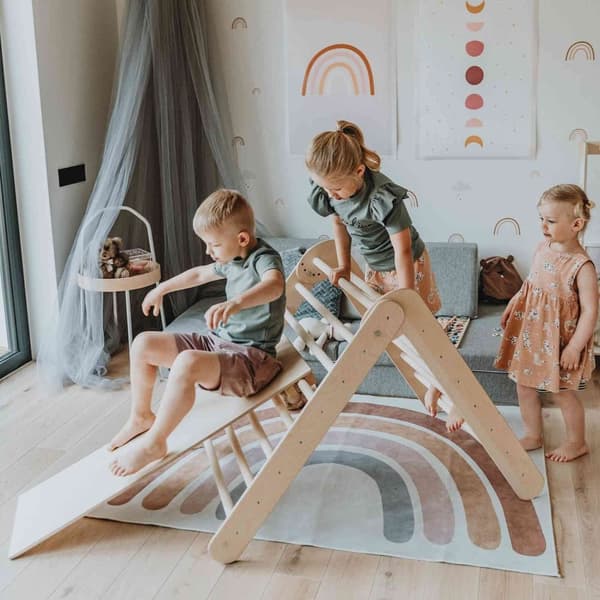 Montessori inomhusklätterställning för barn – Klättringstriangel med 2 höjdnivåer för småbarn