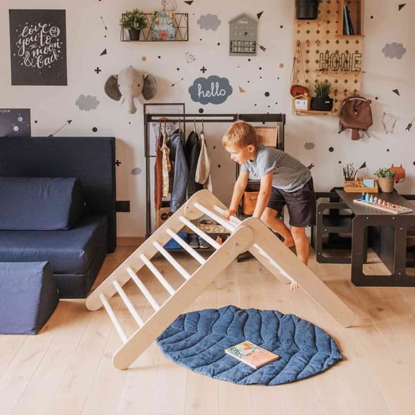 Montessori inomhusklätterställning för barn – Klättringstriangel med 2 höjdnivåer för småbarn