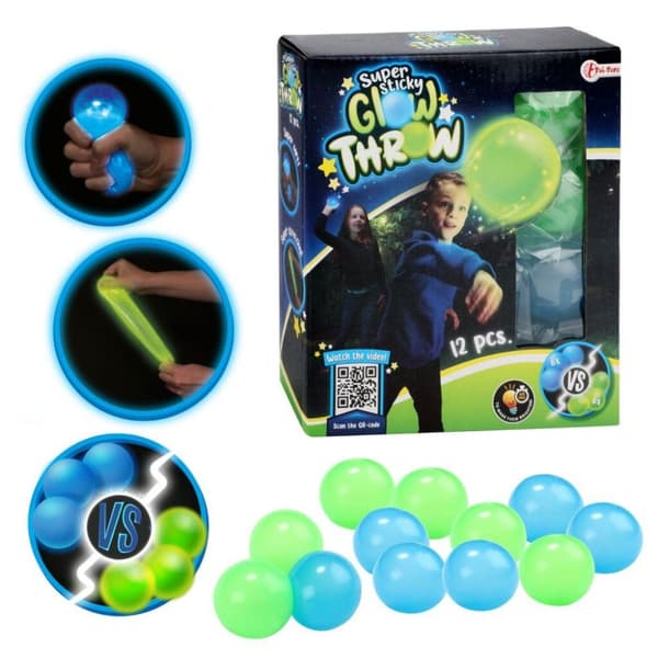 Toi-Toys Glow Kasta Glow In The Dark bollar 12 delar