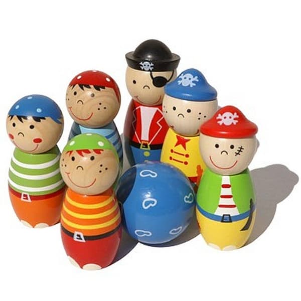 Simply for Kids 22107 Wooden Bowling Game Pirates