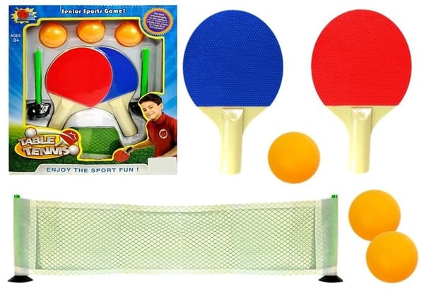 Bordtennissæt med paddle-net og bolde