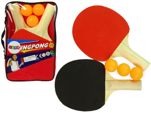Puiset pingismelat, joissa on 3 palloa ja kansi