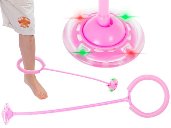 Hulahopring, sjippetov, pink LED-lyskugle
