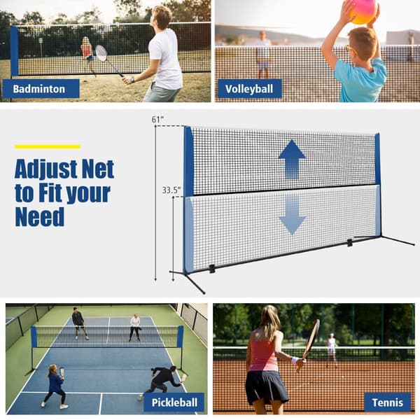 Badmintonracketset, 165,5"x40"x33,5"-61", Blå, Svart