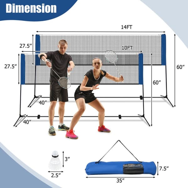 Badmintonracketset, 165,5"x40"x33,5"-61", Blå Svart