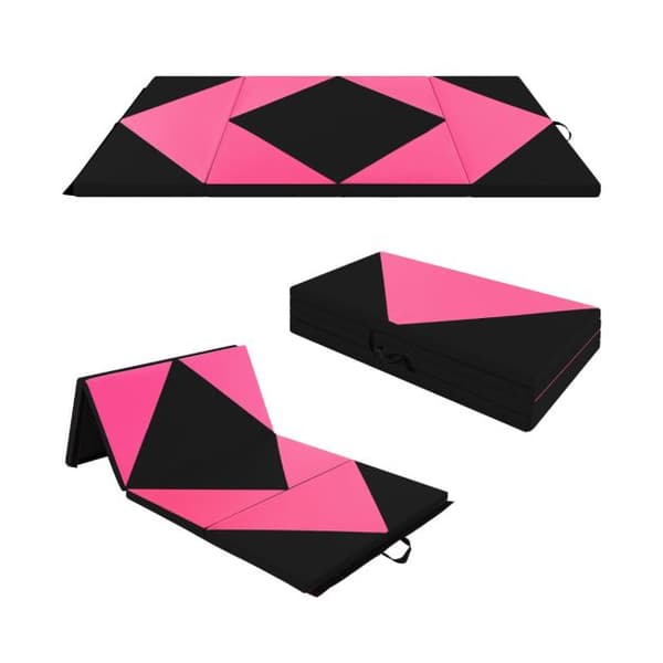 Gymnastikmåtte, 240x117x5 cm, Pink & Sort