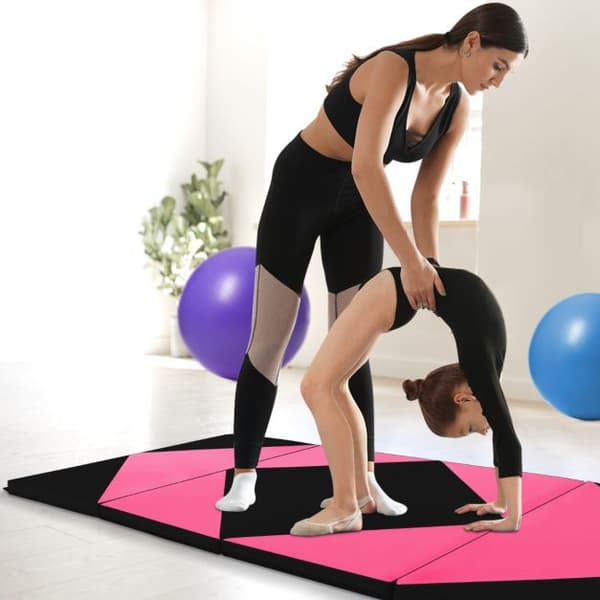 Gymnastikmåtte, 240x117x5 cm, Pink & Sort