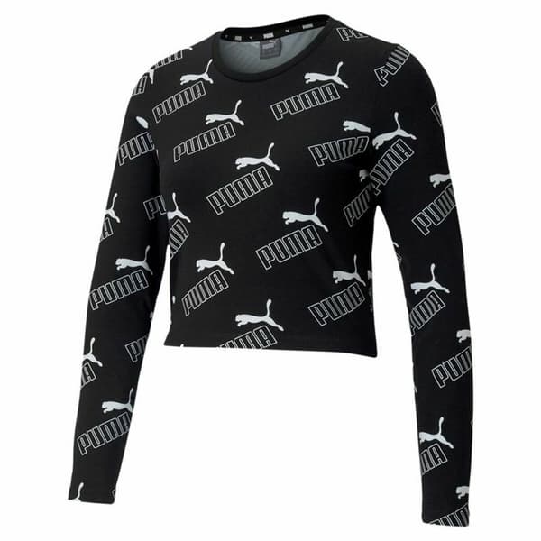 Naisten T-paita Puma Amplified AOP LS Fitted Musta
