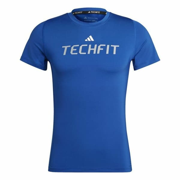 T-shirt med kortärm Herr Adidas techfit Graphic Blå