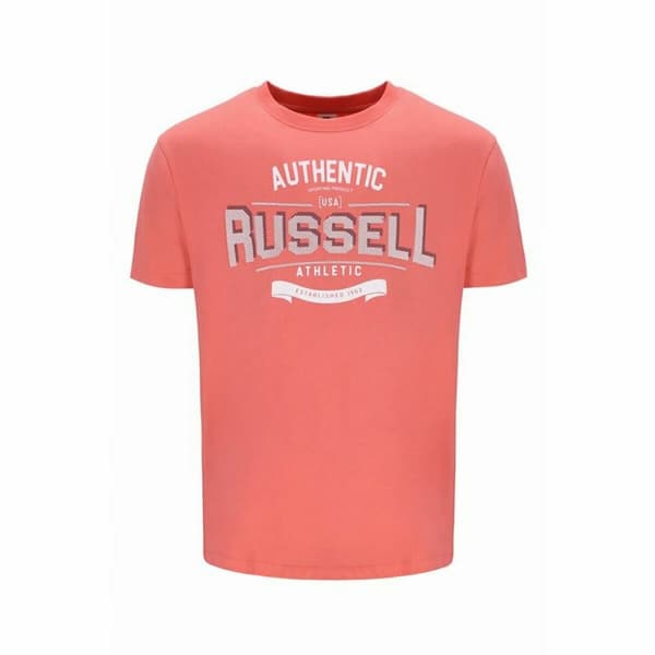 Kortærmet T-shirt til Mænd Russell Athletic Amt A30081 Orange Koral