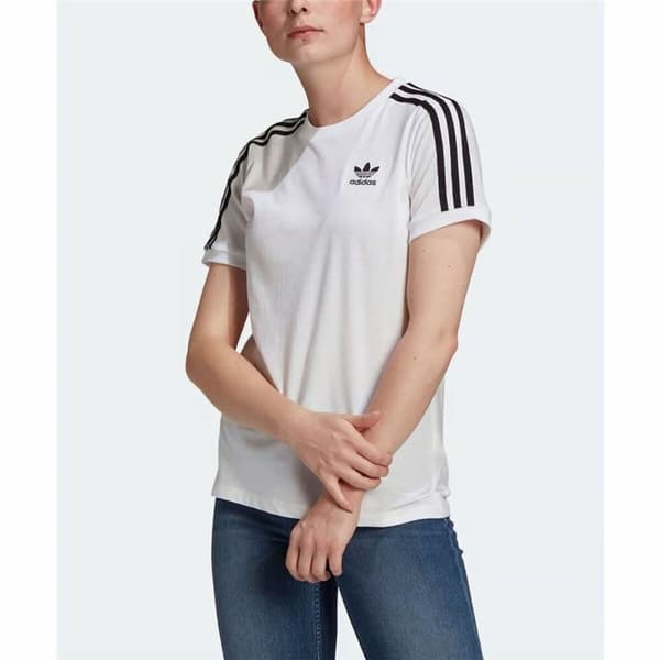 Kortærmet T-shirt til Kvinder Adidas 3 stripes Hvid