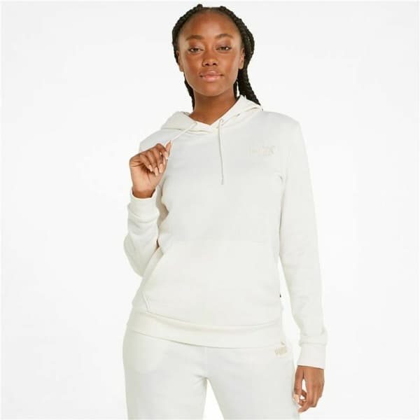 Hættetrøje til Kvinde Puma Essentials Embroidery Hvid