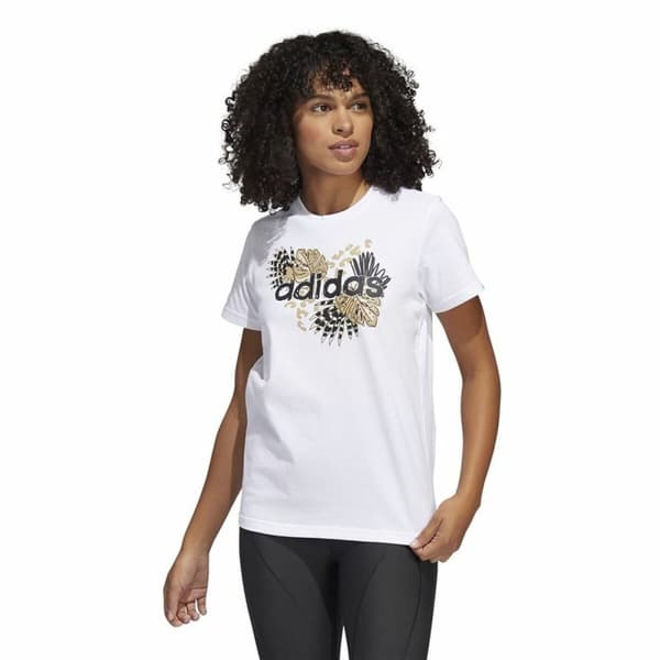 Langærmet T-shirt til Kvinder Adidas Print Graphic Hvid