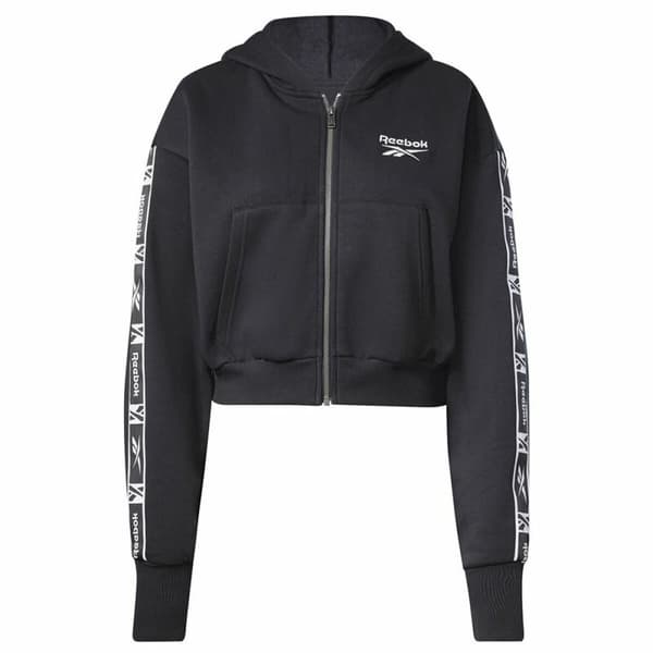 Naisten urheilutakki Reebok Tape Pack Full Zip Musta