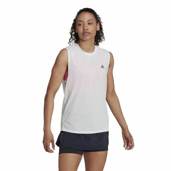 Ärmlös sporttröja Dam Adidas Muscle Run Icons Vit