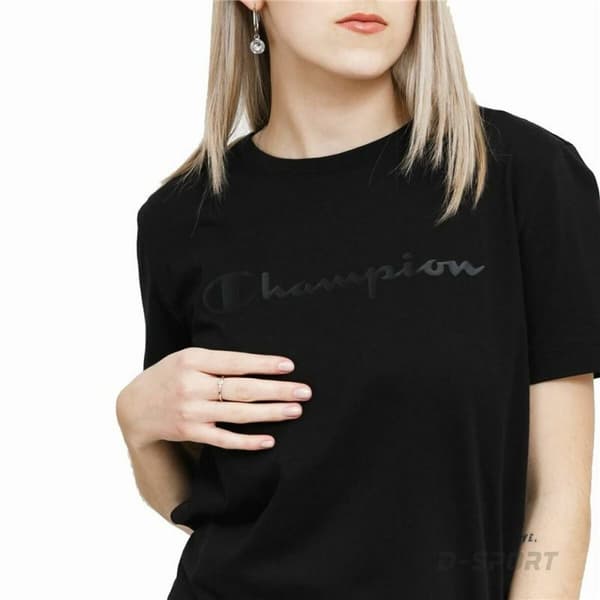 T-shirt med kortärm Dam Champion Crewneck Svart