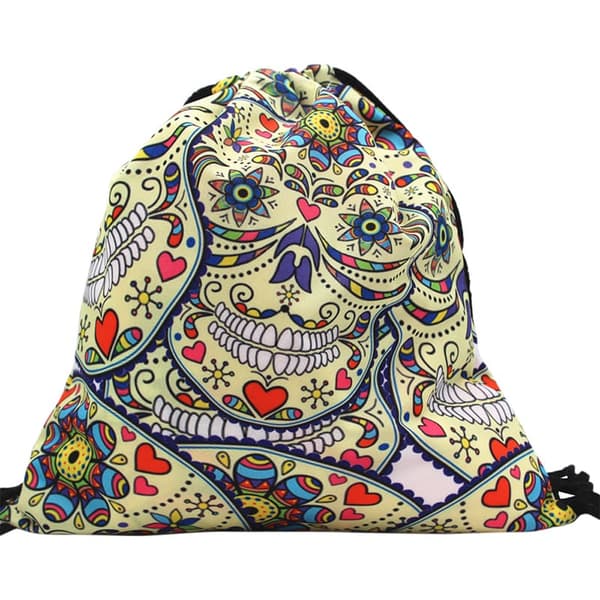 Klassinen jumppapussi Sugar Skull -aiheella