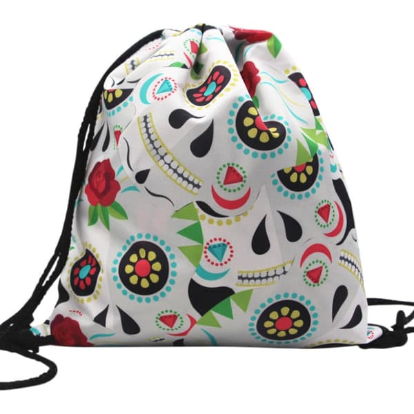 Klassinen jumppapussi Sugar Skull -aiheella