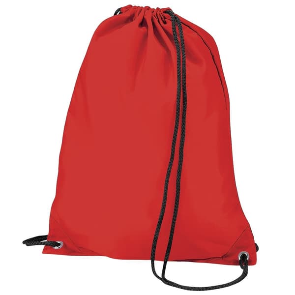 BagBase Budget Water Resistant Sports Gymsac Drawstring Bag (11L) (Pack of 2) Red One Size