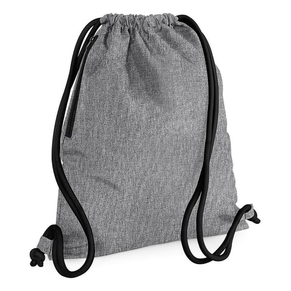 Bagbase Icon Dragsko väska/Gymsac Grey Marl/Black One Size