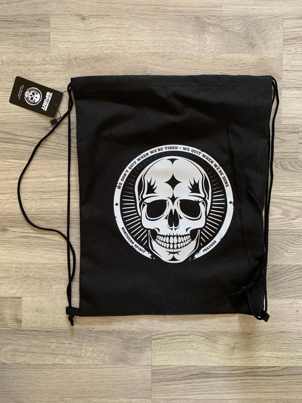 Northern spirit svart gym bag gymnastikpåse med coolt tryck