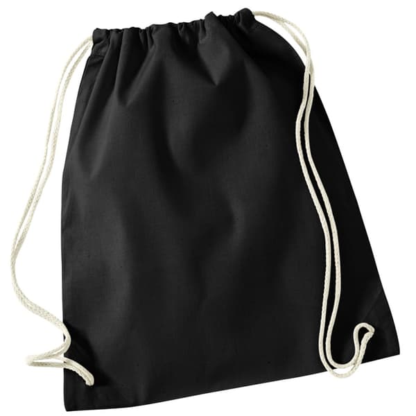Westford Mill Recycled Cotton Drawstring Bag Black One Size