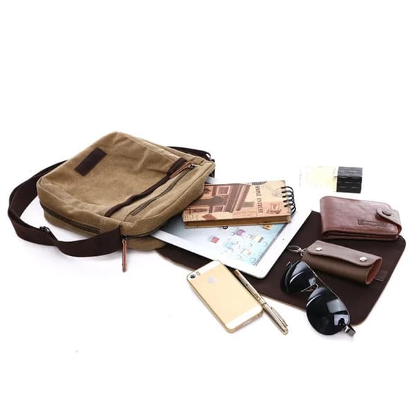INF Sporty crossbody-taske i kanvas og læder