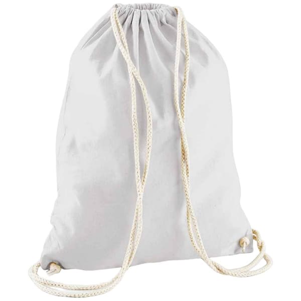 Westford Mill Cotton Drawstring Bag Light Grey One Size