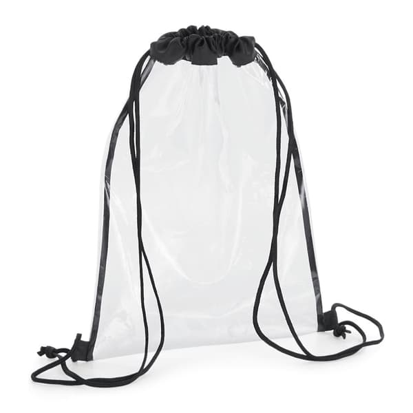 Bagbase Transparent Drawstring Bag Clear/Black One Size