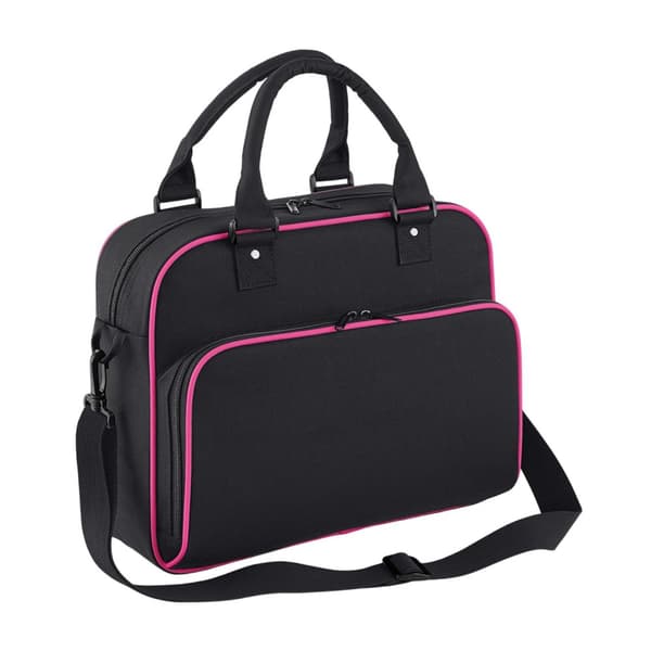 Bagbase Childrens/Kids Dance Contrast Piping Carry Bag Black/Fuchsia One Size