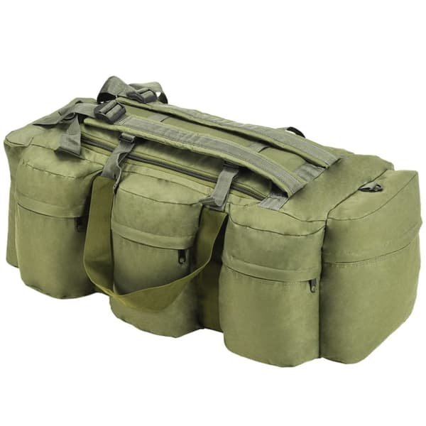 vidaXL duffelbag i 3-i-1 army-stil 90 l olivengrøn -  Duffeltasker