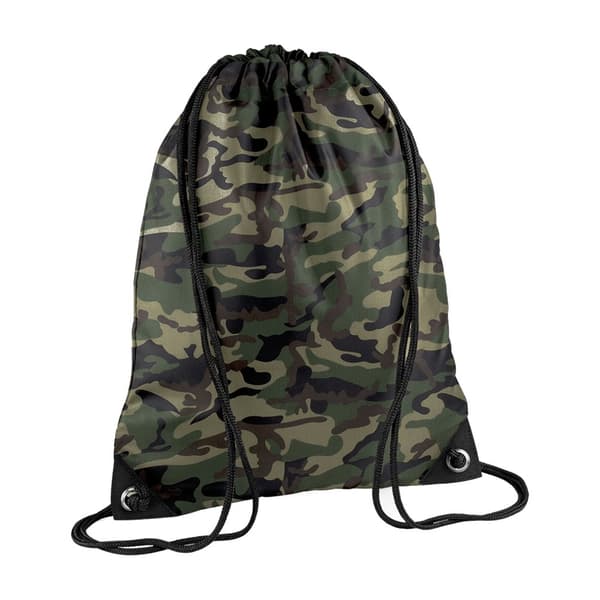 Bagbase Premium Camouflage Drawstring Bag Camouflage Green One Size